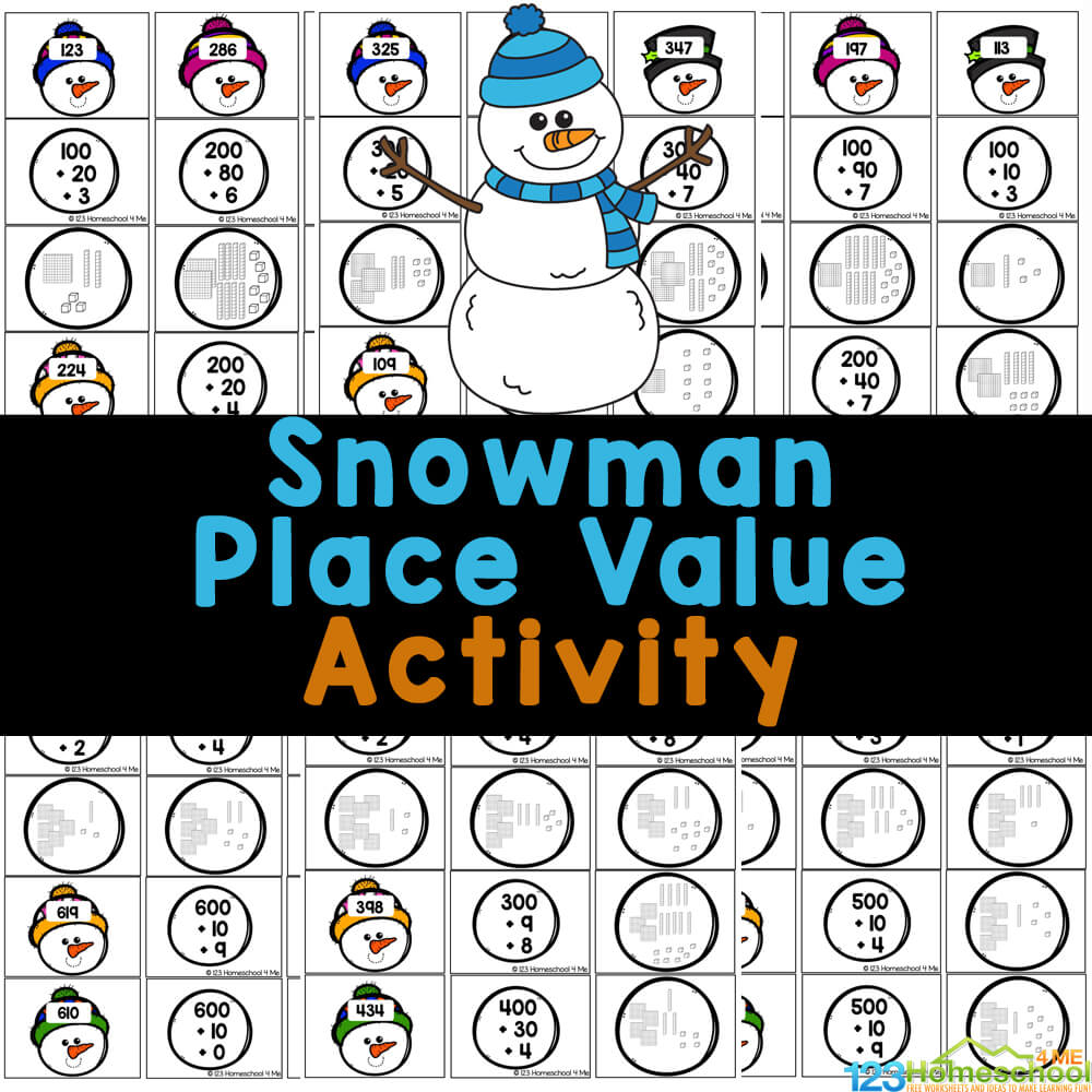⛄ free printable place value snowman math activity
